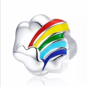 NEW•Silver Puffy Cloud & Rainbow DIY charm